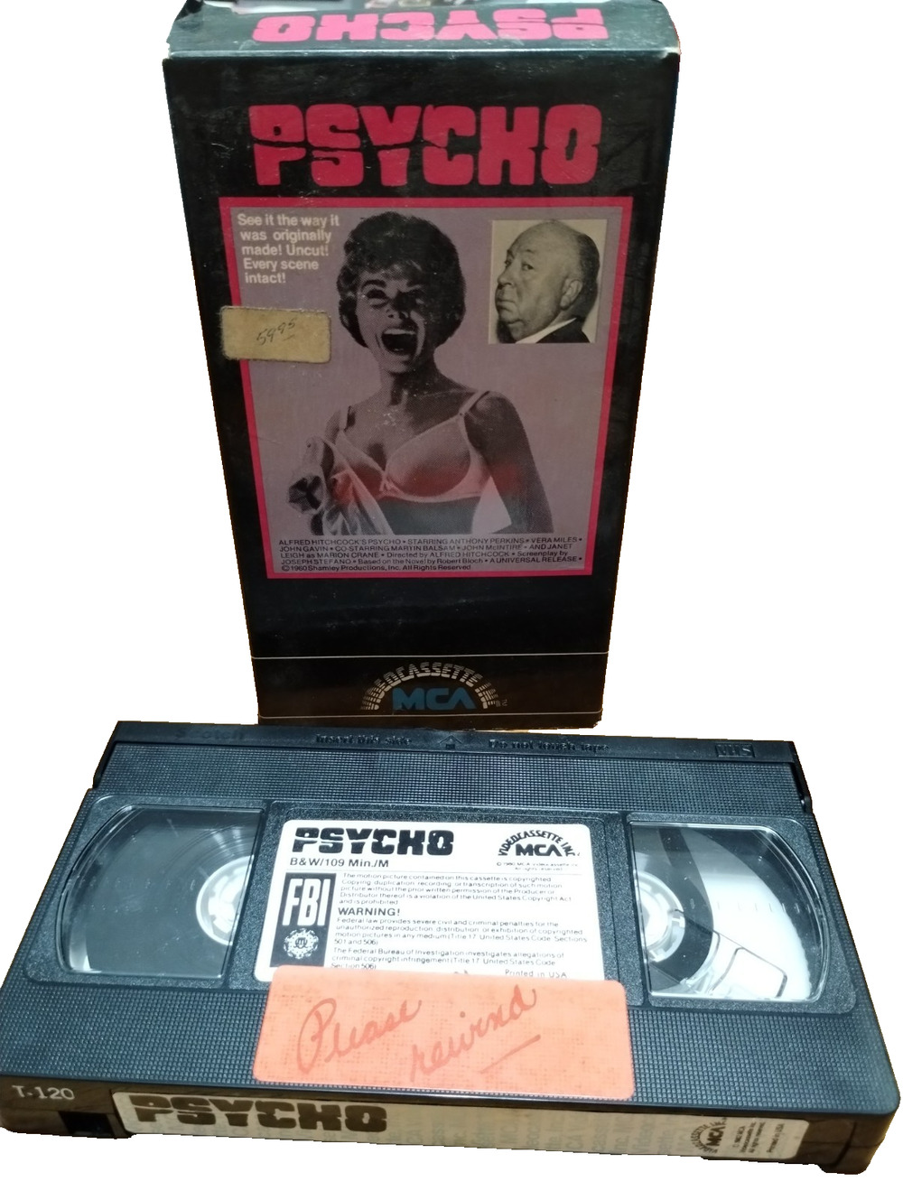MCA Psycho VHS Tape 1980 Alfred Hitchcock Horror Rainbow Spine Rare HTF